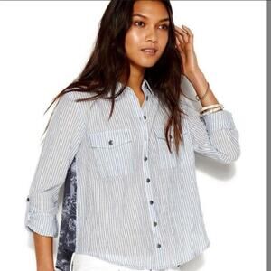 Free People Party in the Back Button Down Lightweight Top Blouse Medium